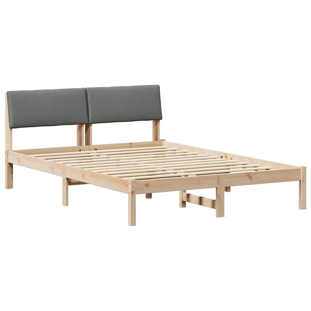 Bed frame Brown and dark grey 135 x 190 cm Solid pine wood